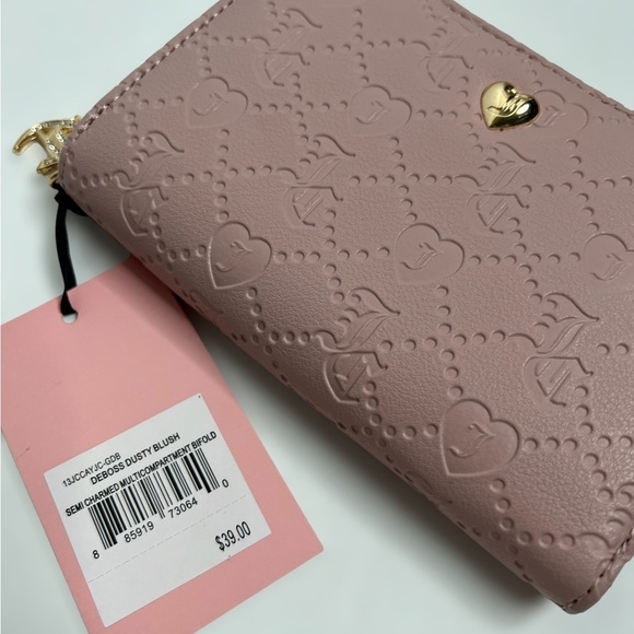 Juicy Couture Deboss Dusty Blush Semi Charmed Multicompartment Bifold Wallet - Picture 7 of 11